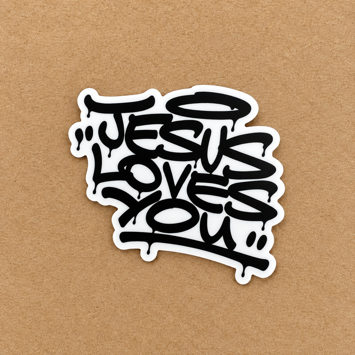 Sticker graffiti Jesus Loves You