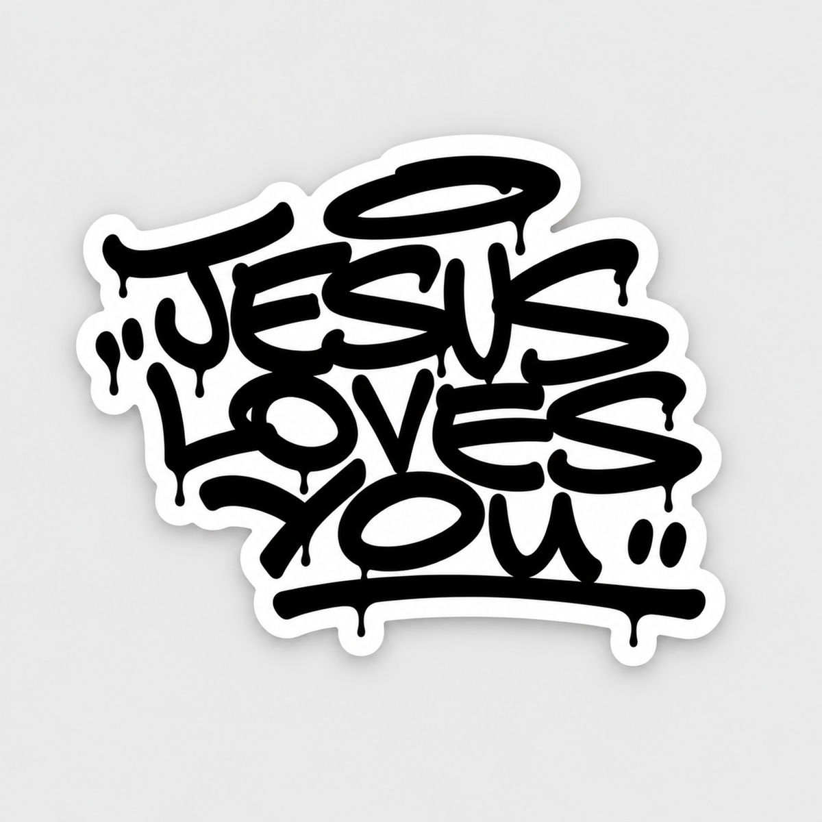 Sticker graffiti Jesus Loves You