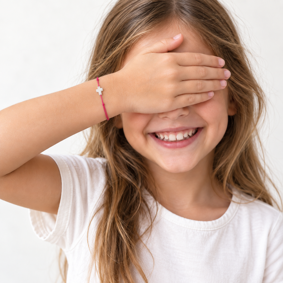 Bracelet fille Croix nacrée