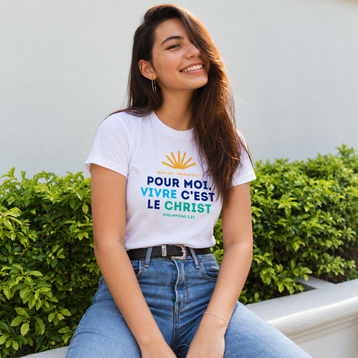Léon XIV "Pour moi, vivre c'est le Christ" - T-shirt H/F