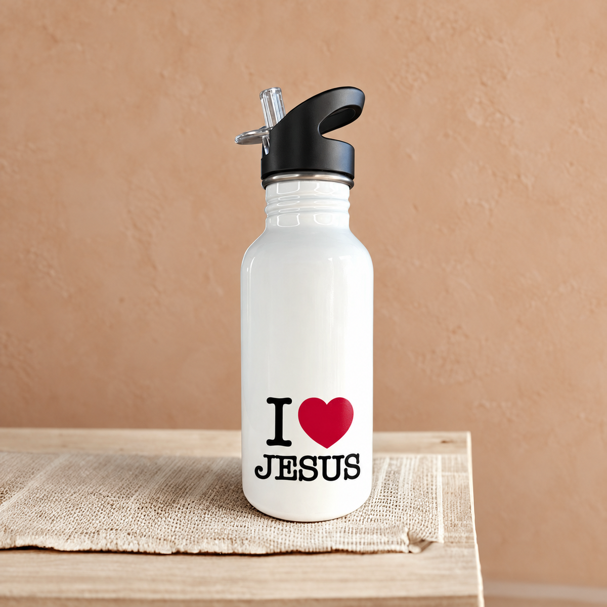 Gourde inox avec paille - I Love Jesus