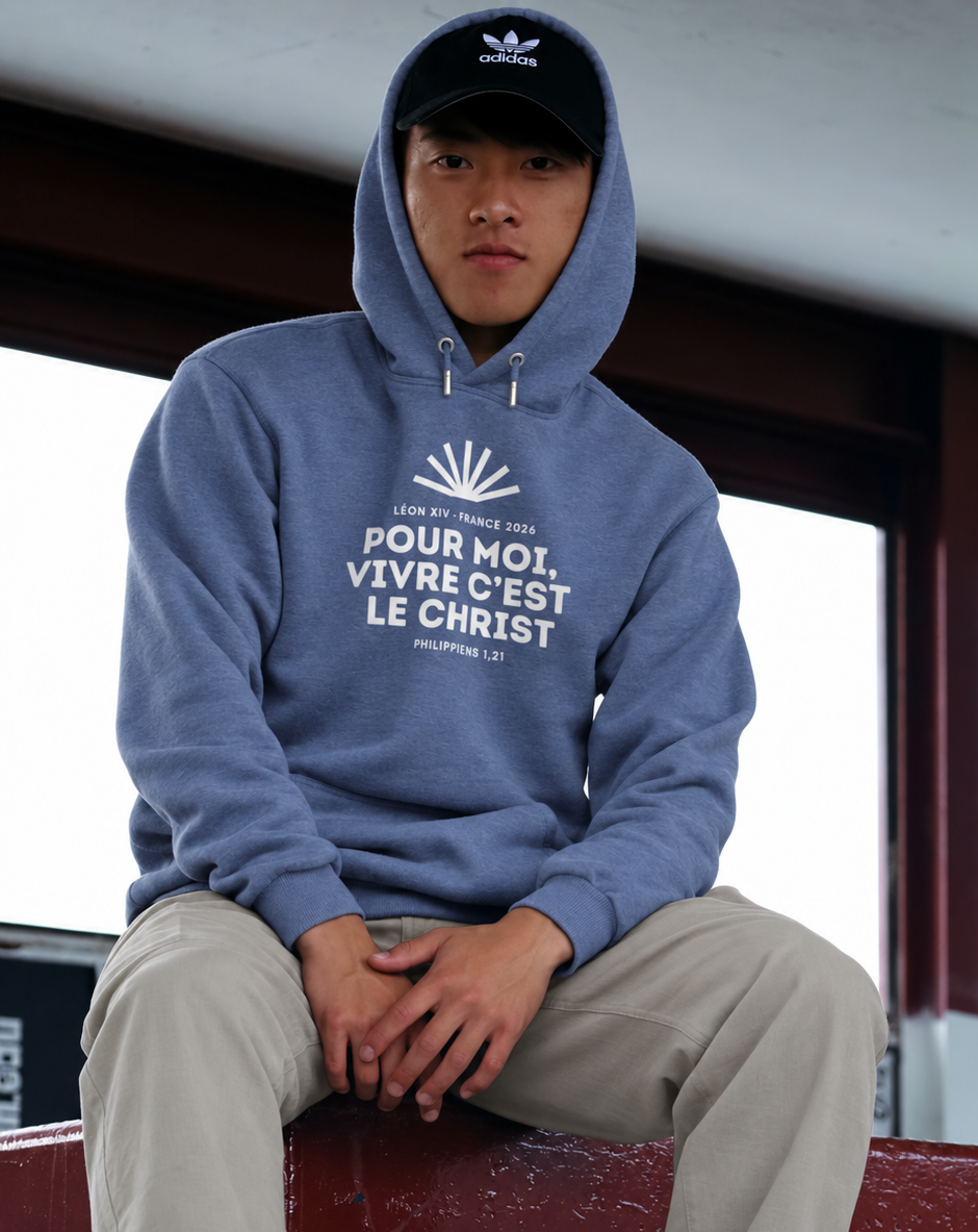 Léon XIV "Pour moi, vivre c'est le Christ" - Sweat à capuche H/F