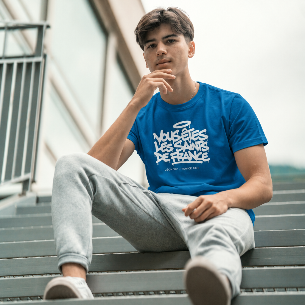 Léon XIV "Vous êtes les saints de France" - T-shirt couleur H/F