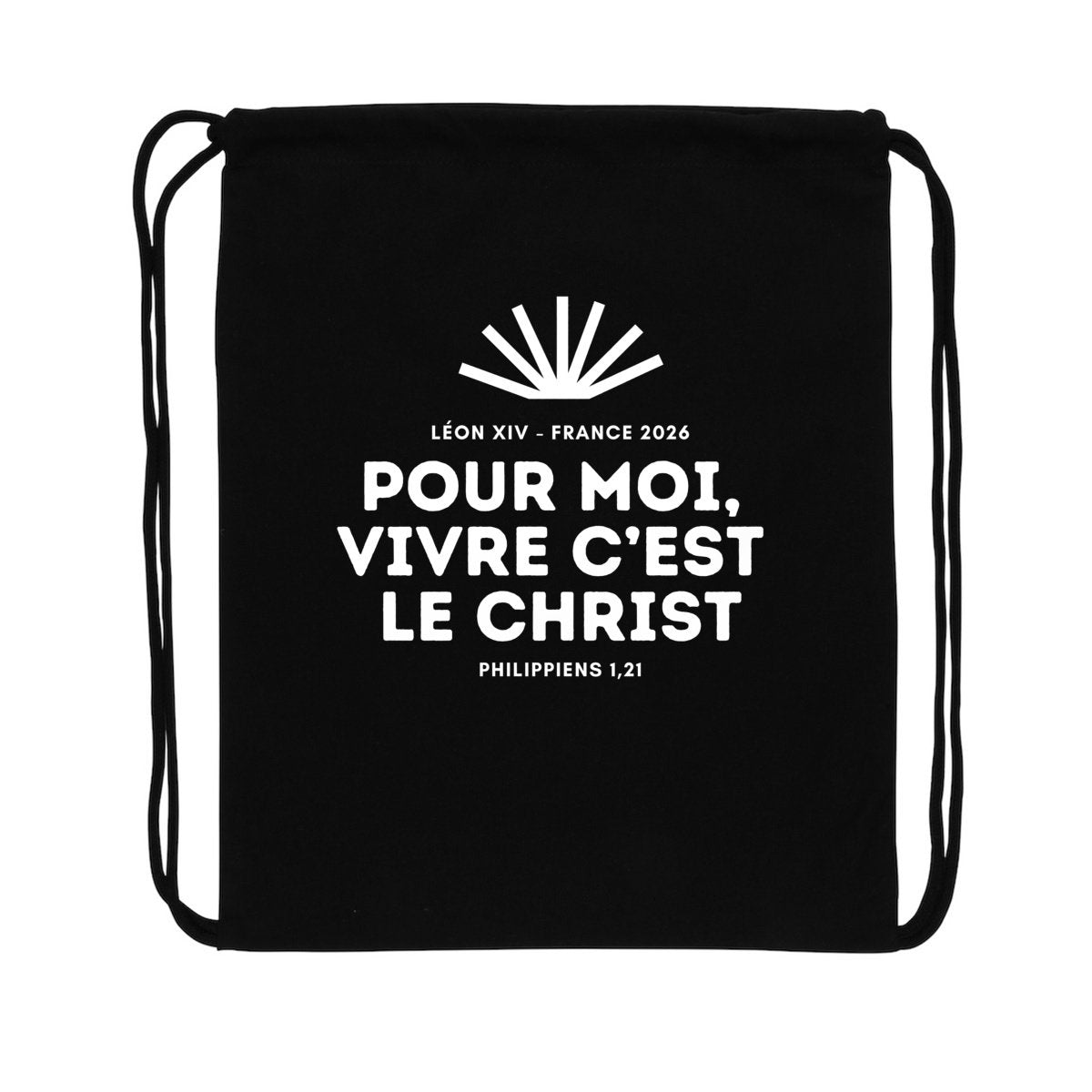 Sac à cordelettes Pape Léon XIV "Pour moi, vivre c'est le Christ" - face_1