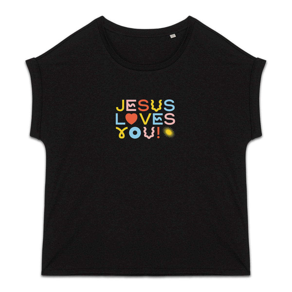 Jesus Loves You - T-shirt femme manches à revers - face_2