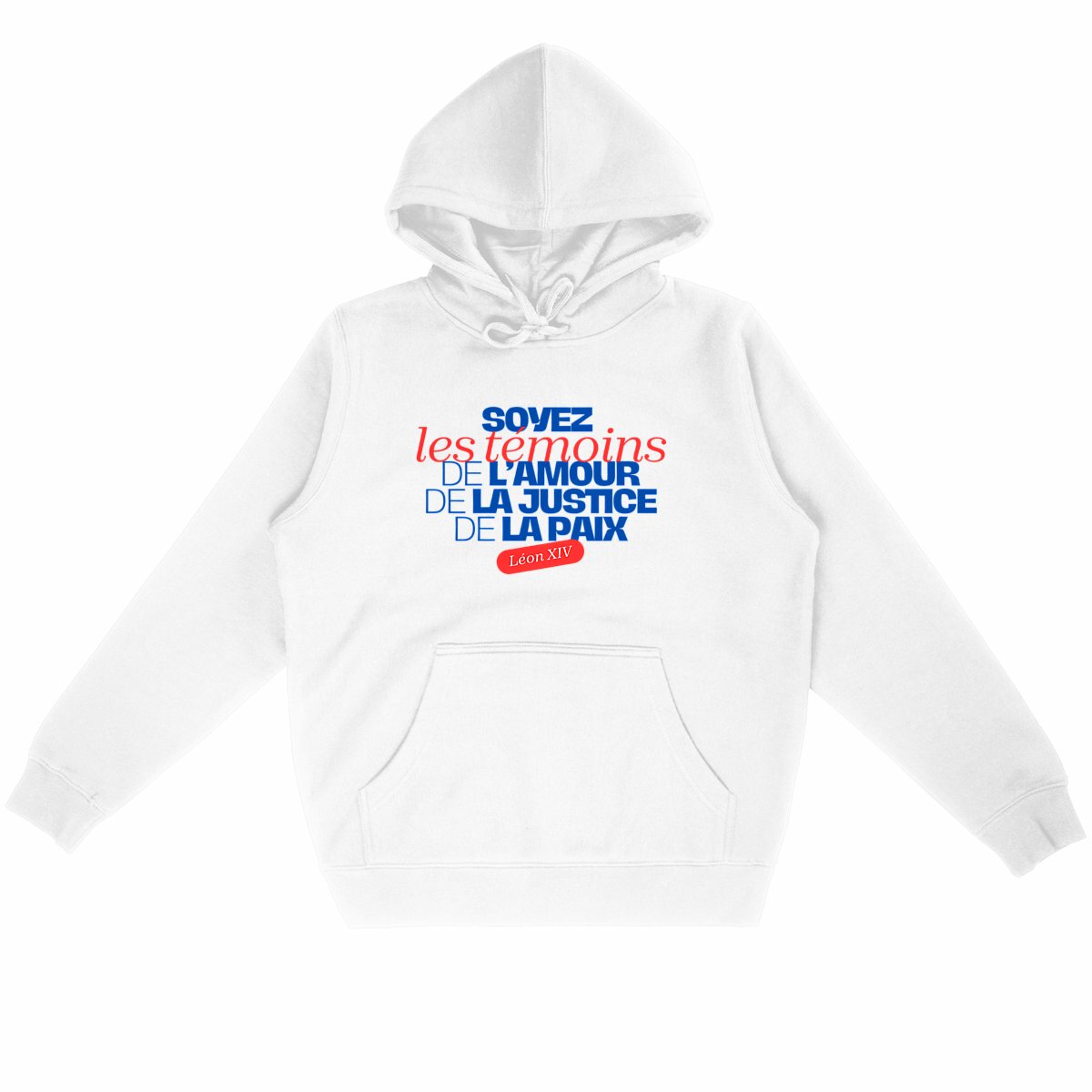 Sweat à capuche léger Pape Léon XIV "Soyez des témoins !" - face_blanc