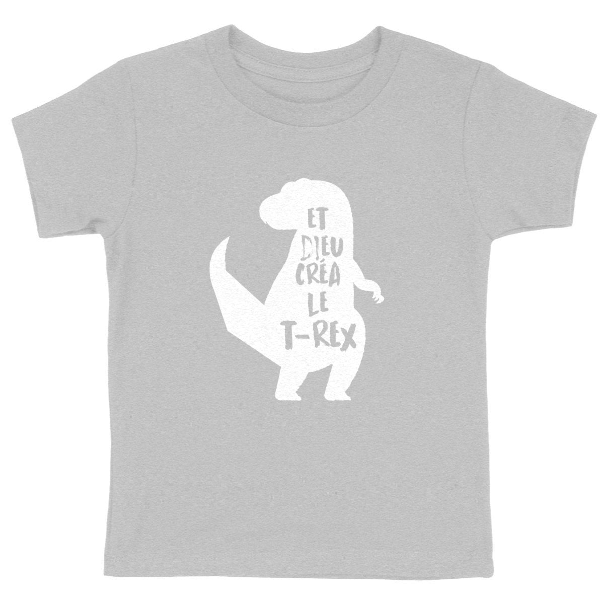 T-shirt enfant - Et Dieu créa le T-rex - face_gris