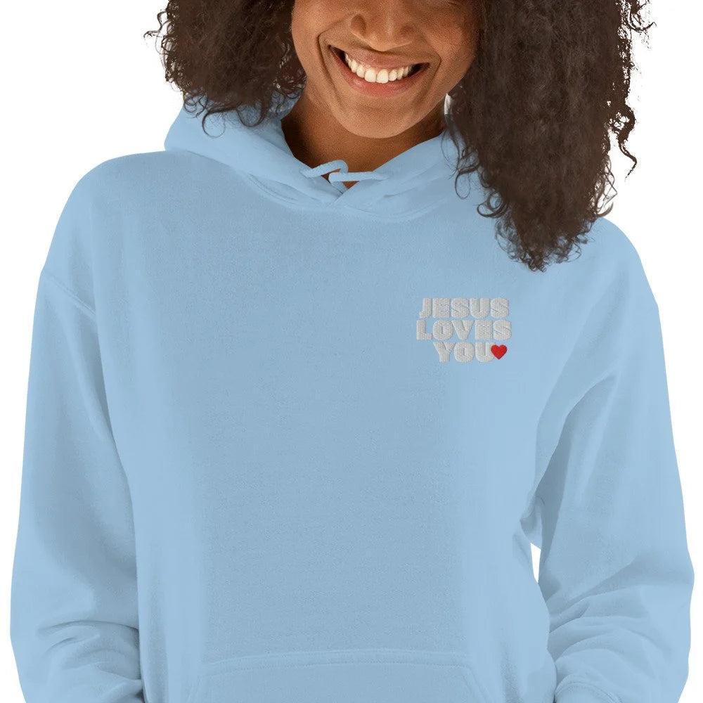 Sweat à capuche brodé Jesus Loves You